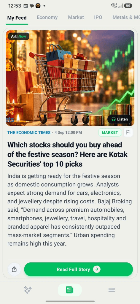 Kotak Securities Festive Season Stock Picks on ArthNow